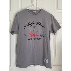 True Religion Selvedge Denim tshirt tee shirt L short sleeved  gray 100% cotton